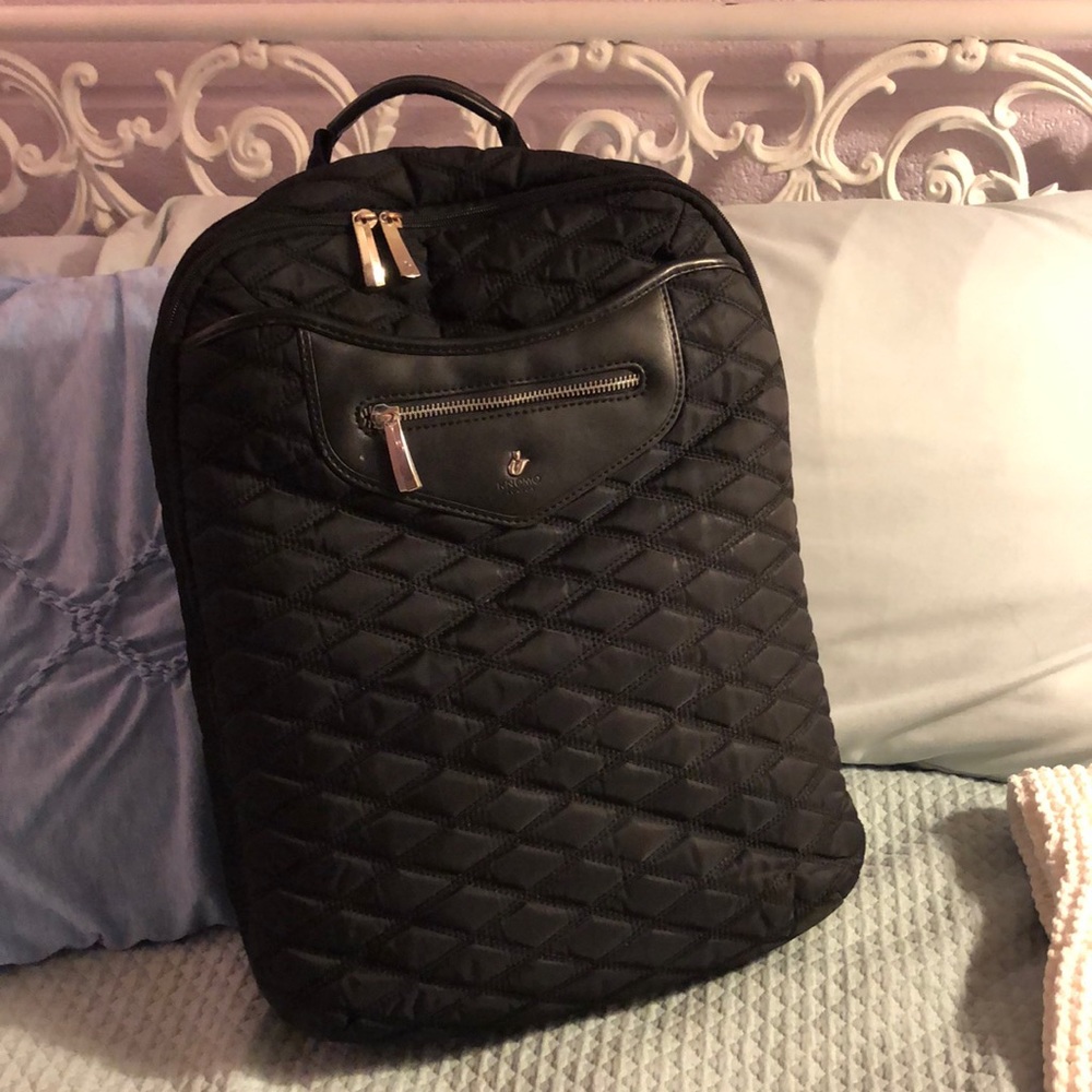 Knomo London black quilted fabric backpack